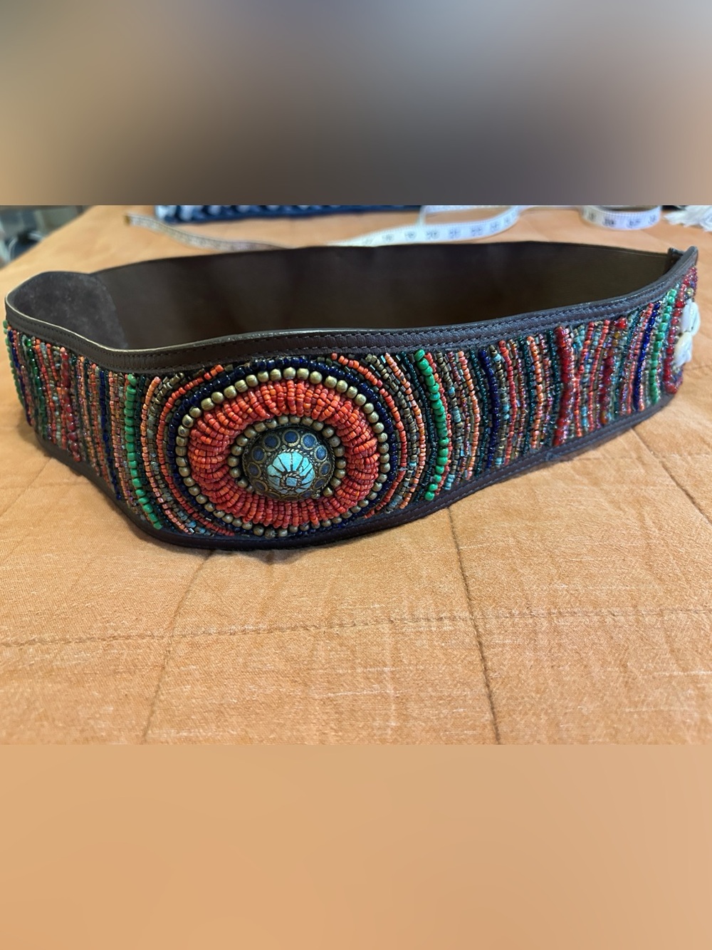 Chico’s brown leather braided decoration front belt